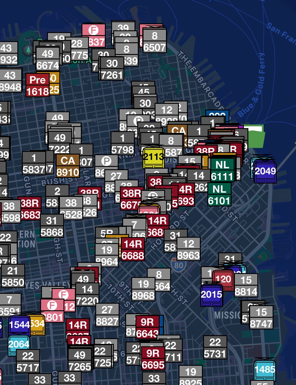 Screenshot of the embarcadero's vehicles