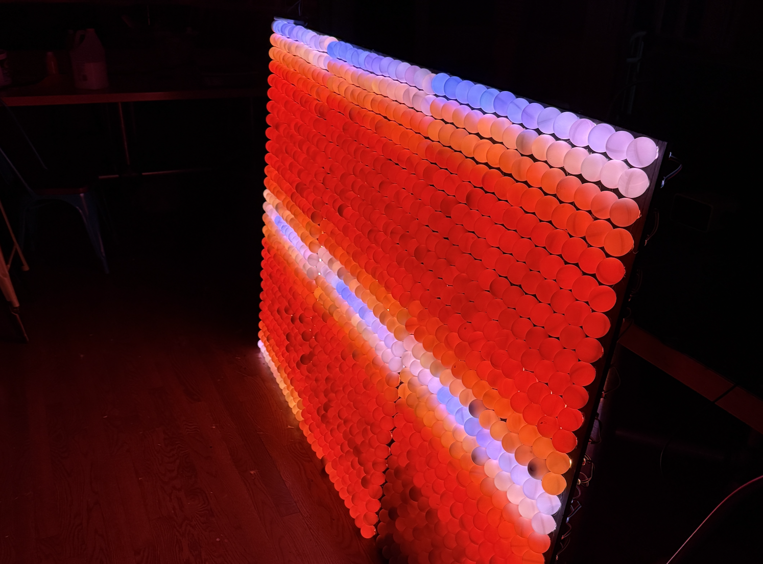 The loss of brightness due to distance from power rails