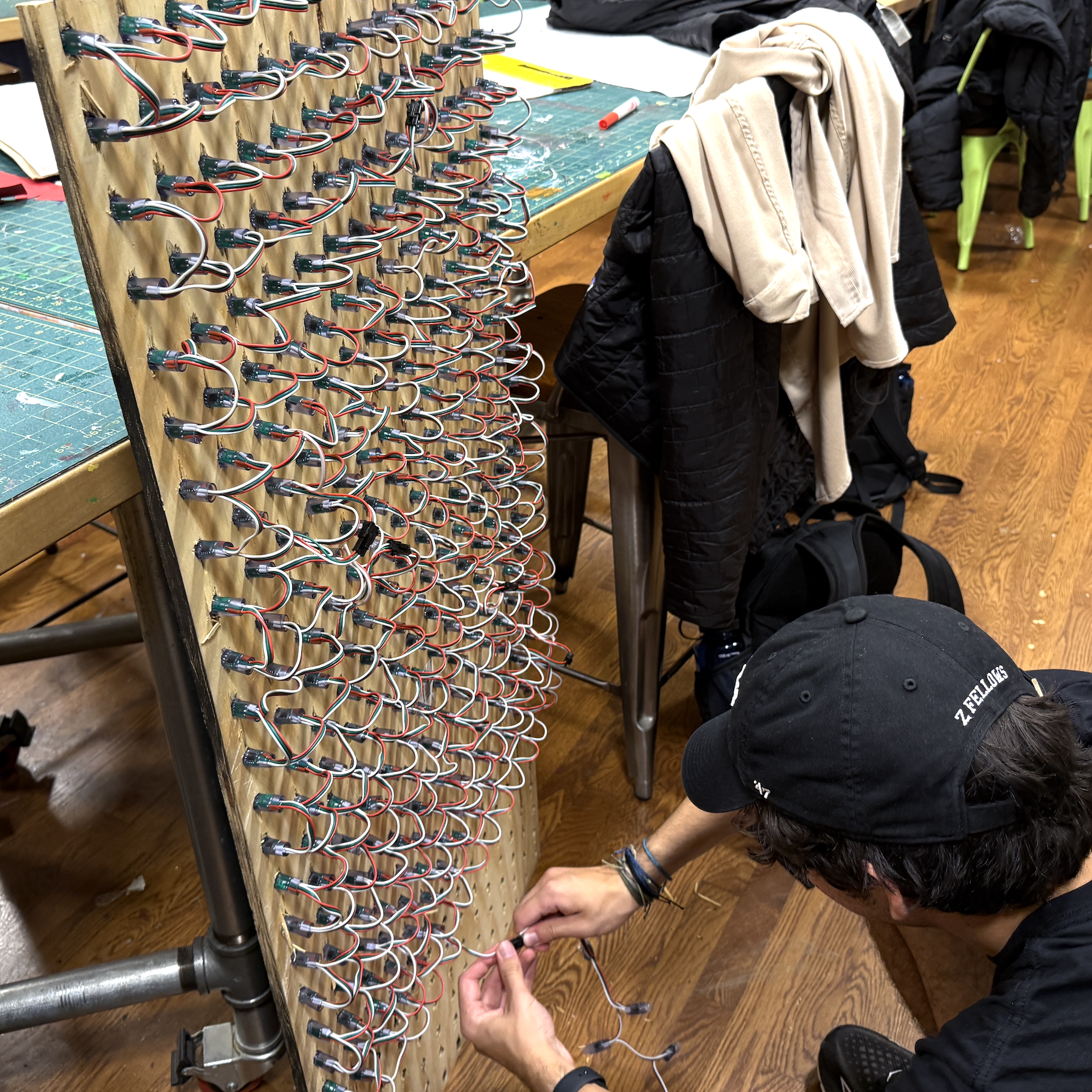 Wiring the board together.